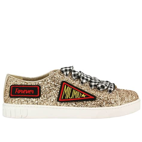 miu miu sneakers gold|mi miu prada official site.